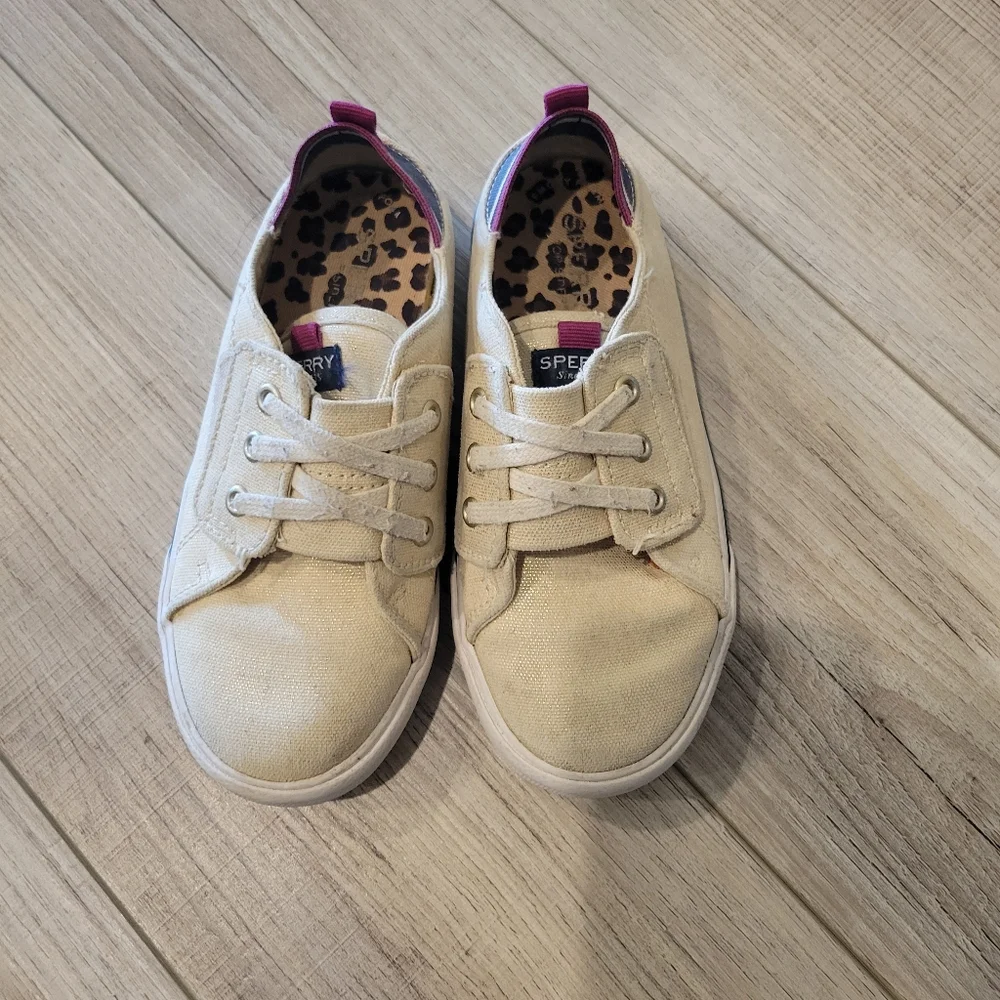 SPERRY TODDLER HY PORT JR SNEAKER IN CHAMPAGNE SIZE 12